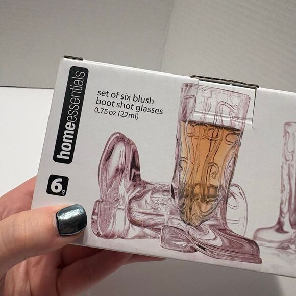 Home Essentials Shot Glasses Cowboy Boot Western .75 Oz Blush Pink Boot 6 Pc - Picture 4 of 5